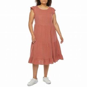 Brennan Dusty‎ Mauve Full Length Cap Sleeve Dress Szie XL